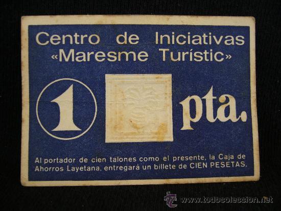 Coleccionismo: Boleto.Tal&oacute;n. Centro de Iniciativas Maresme Tur&iacute;stic. 1 Pta. A&ntilde;o 1979.