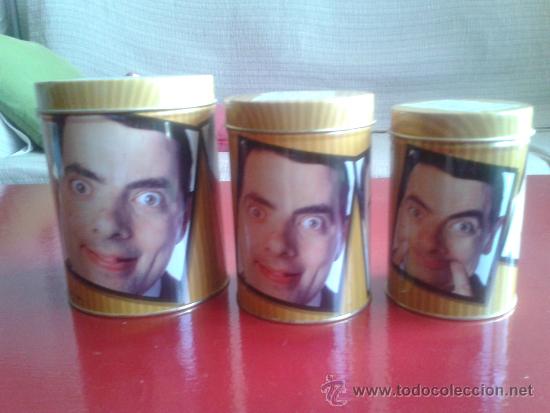 Coleccionismo: Tres botes met&aacute;licos tipo matriuska de M&iacute;ster Mr. Bean Rowan Atkinson
