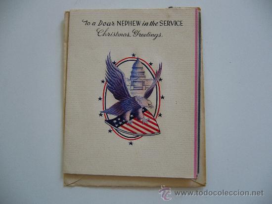 Coleccionismo: Felicitaci&oacute;n de Navidad y sobre.To a dear nephew in the service Christmas Greetings.