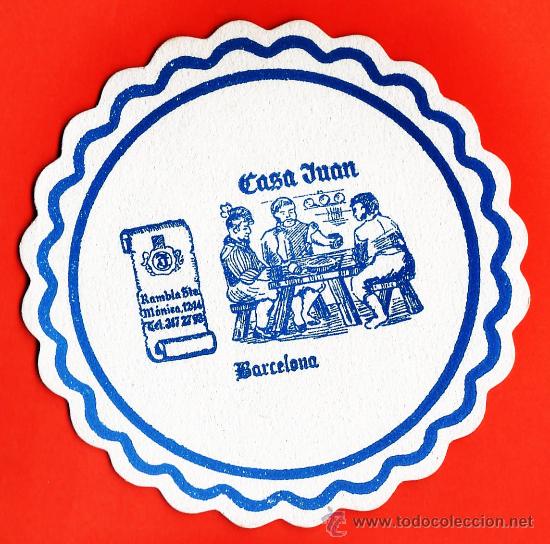 Coleccionismo: posavasos - bar restaurante - casa juan - barcelona - a&ntilde;os 80 / 90
