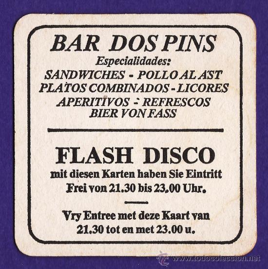 Sammeln: posavasos- bar dos pins / flash disco se desconocen datos / se agradece informacion -carton -a&ntilde;os 70