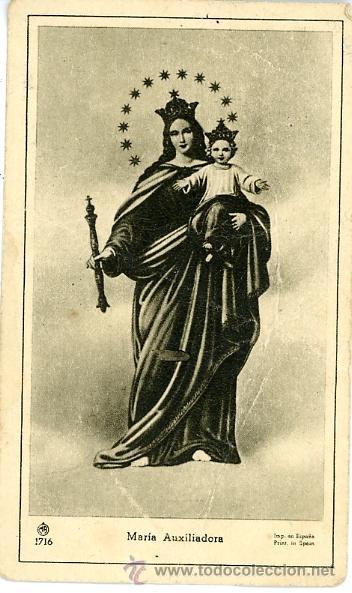 Coleccionismo: ANTIGUA ESTAMPA RELIGIOSA DE LA VIRGEN MARIA AUXILIADORA