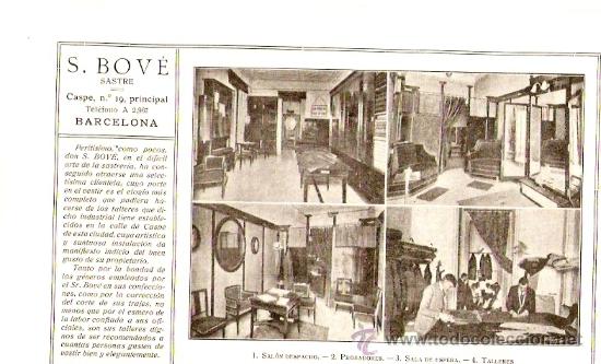 Colecionismo: RECORTE PUBLICIDAD.A&Ntilde;O 1919.S.BOVE.SASTRE.BARCELONA.SASTRERIA.CONFECCION.TRAJES.