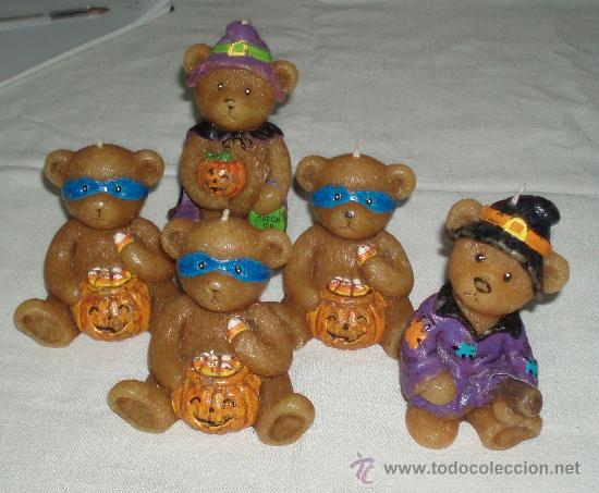 Coleccionismo: cinco ositos de cera Halloween - Foto 1