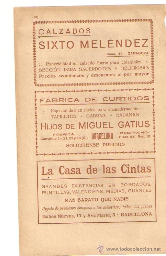Colecionismo: RECORTE PUBLICIDAD.A&Ntilde;O 1919.BIOSCA PRIU.CALZADOS SIXTO MELENDEZ.MIGUEL GATIUS.CASA DE LAS CINTAS