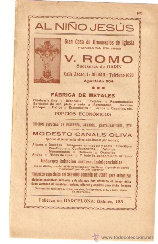 Collezionismo: RECORTE PUBLICIDAD.A&Ntilde;O 1919.ROMO.GARIN.ORNAMENTOS IGLESIA.MOTOR VELLINO.RAURICH HERMANOS.LUIS SOLER