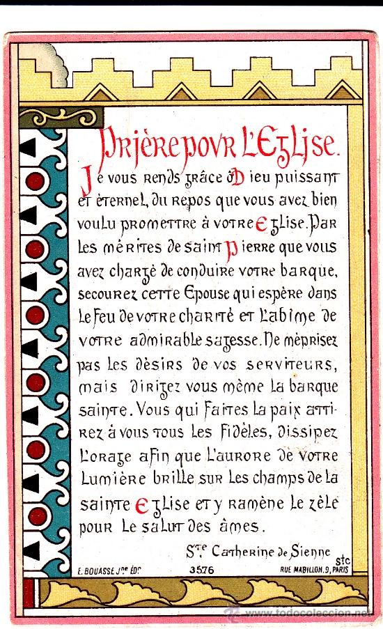 Coleccionismo: Tarjeta religiosa en franc&eacute;s - Foto 1