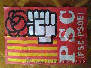Coleccionismo: Logotipo en tela del PSC PSOE Partit Socialista de Catalunya a&ntilde;os 80 60 x 42 cm