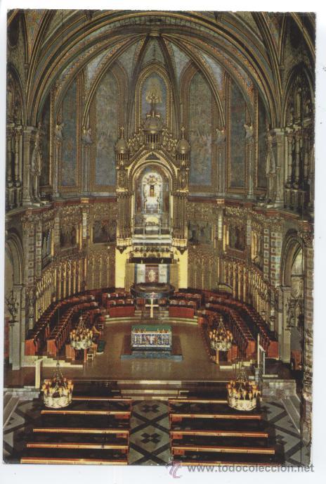 Coleccionismo: Estampa de la Bas&iacute;lica de Montserrat. S.7. Fisa Industrias gr&aacute;ficas, Barcelona.