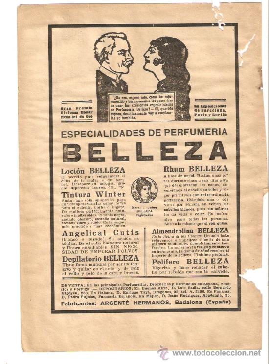 Collezionismo: RECORTE PUBLICIDAD.A&Ntilde;O 1925.PERFUMERIA.BELLEZA.ARGENTE HERMANOS.BADALONA.