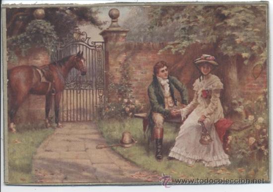 Coleccionismo: ESCENA ROMANTICA PEGADA SOBRE CART&Oacute;N.  12,5X 8,2.