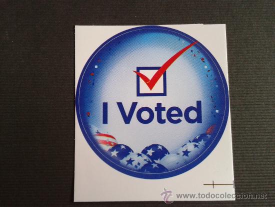 Coleccionismo: Adhesivo I voted elecciones norteamericanas presidenciales USA Mitt Romney Barack Obama