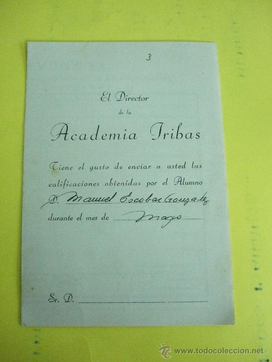 Collectionnisme: BOLETIN DE NOTAS - CALIFICACIONES ACADEMIA IRIBAS MAYO 1954