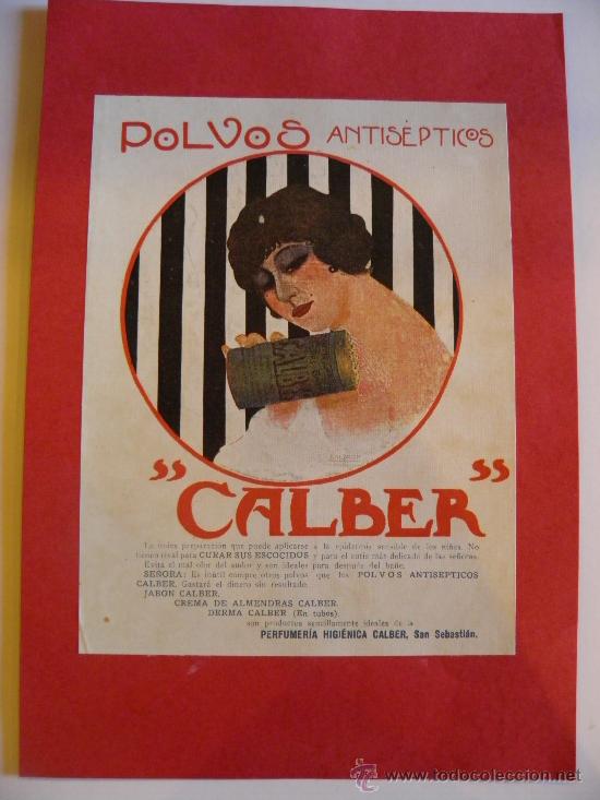 Coleccionismo: Polvos antisepticos Calber. Baldrich. Perfumer&iacute;a Higi&eacute;nica Calber, San Sebasti&aacute;n. Impreso 1919