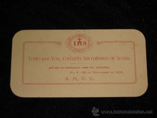 Sammelleidenschaft Papier: ESTAMPA RELIGIOSA - TODO POR VOS CORAZON SACRATISIMO DE JESUS - 1908