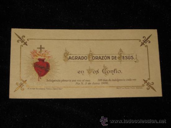Coleccionismo: ESTAMPA RELIGIOSA - SAGRADO CORAZON DE JESUS EN VOS CONFIO - 1906