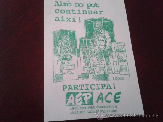 Coleccionismo: Adhesivo sindicato universitario progresista aep-ace  universidades catalanas a&ntilde;os 90
