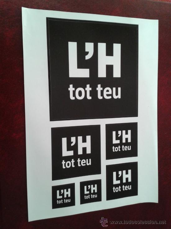 Coleccionismo: Juego seis adhesivos L'H L'Hospitalet de Llobregat a&ntilde;os 90 segunda ciudad de Catalu&ntilde;a
