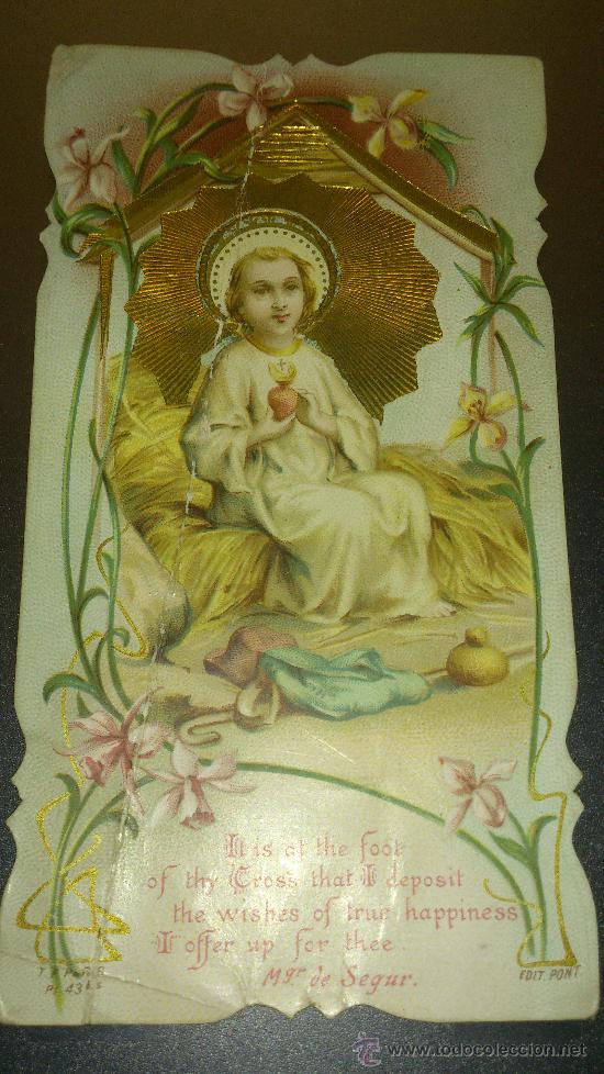 Coleccionismo: ANTIGUA ESTAMPA RELIGIOSA NI&Ntilde;O JESUS INGLESA S. XIX
