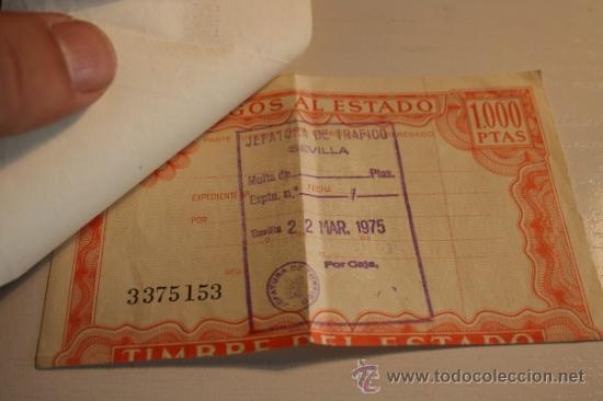 Coleccionismo: PAGOS AL ESTADO, 2 MULTAS 1975 - Foto 2