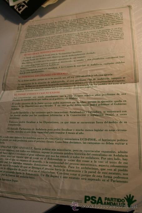 Coleccionismo: ANTIGUO PROGRAMA ELECTORAL DEL PSA - Foto 2
