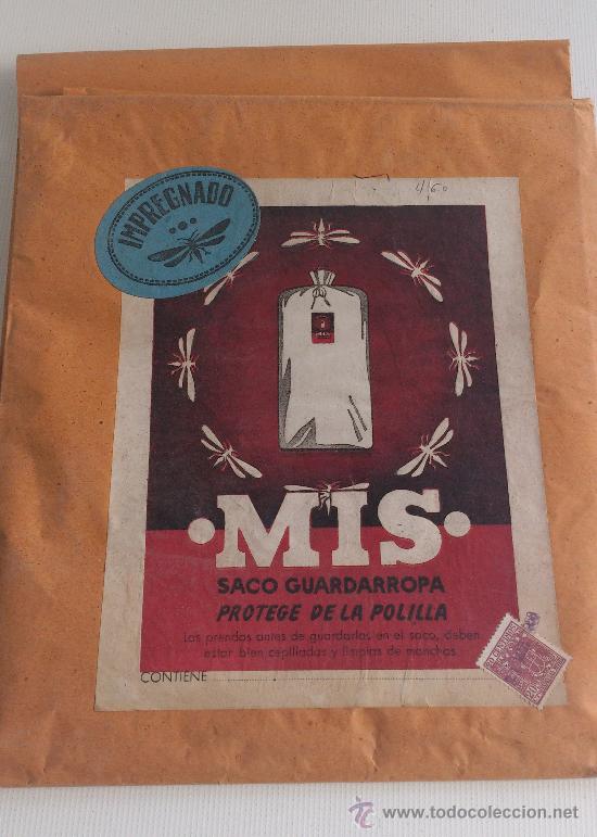 Collectionnisme: SACO PAPEL GUARDARROPA CONTRA POLILLAS MIS IMPREGNADO SELLO 1958