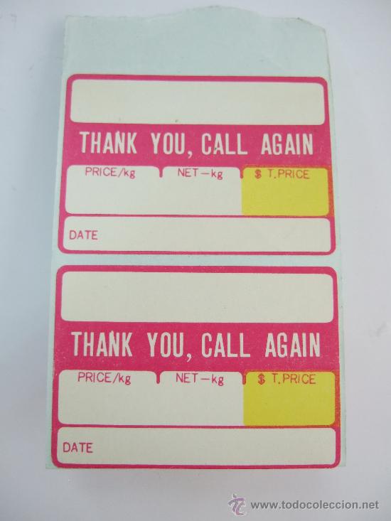 Coleccionismo: 2 PEGATINAS CON LA INSCRIPCION THANK YOU, CALL AGAIN