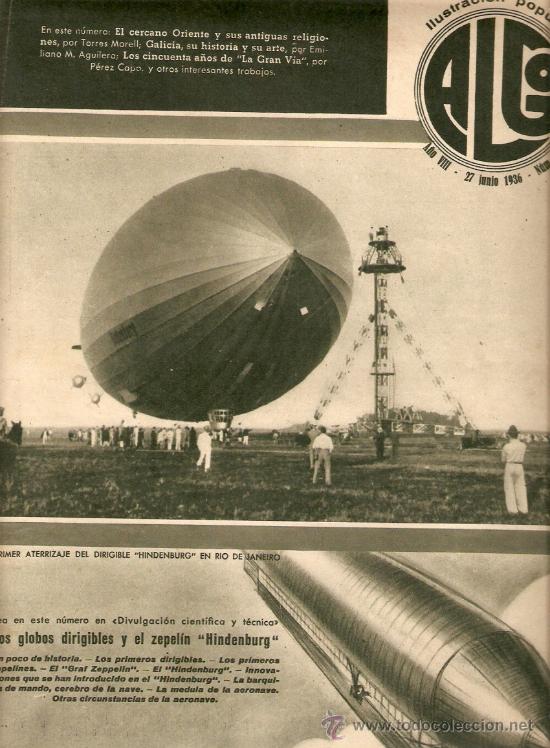 Coleccionismo: RECORTE PRENSA.A&Ntilde;O 1936.GLOBOS DIRIGIBLES.ZEPELIN.HINDENBURG.MADRID.REVISTA.LA GRAN VIA.ANTONIA GARC