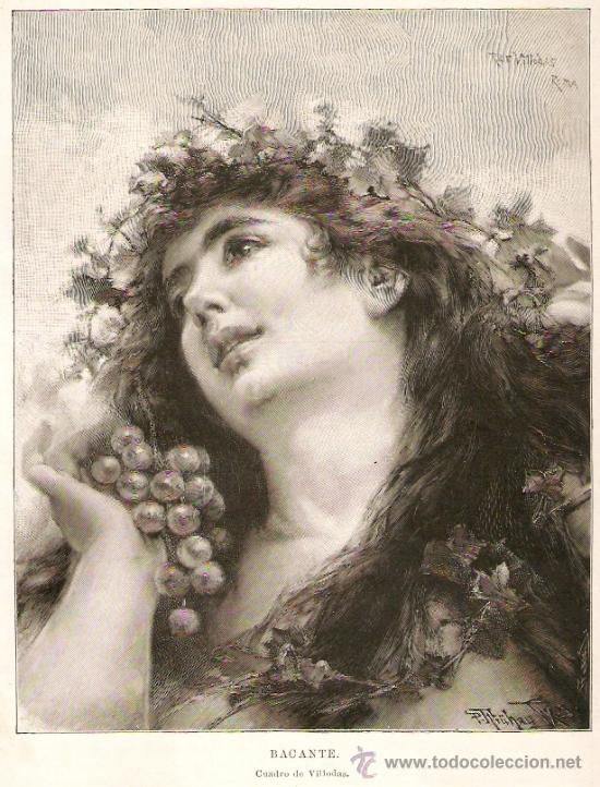 Collecting paper: RECORTE PRENSA.A&Ntilde;O 1899.PINTURA.LAMINA REPRODUCCION DEL CUADRO DE VILLODAS.BACANTE.