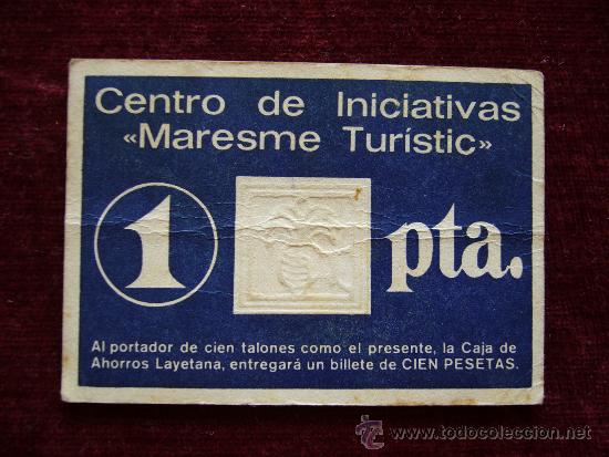 Collecting paper: Vale-Boleto. Centro de Iniciativas Maresme Tur&iacute;stic. Una peseta. A&ntilde;o 1979.