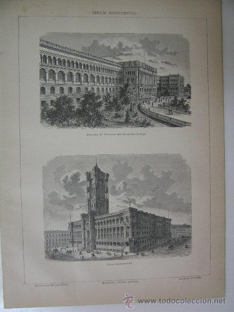Coleccionismo: berlin monumental,ayuntamiento,lamina 21x30 enciclopedia montaner y simon 1888,ref rob bols2
