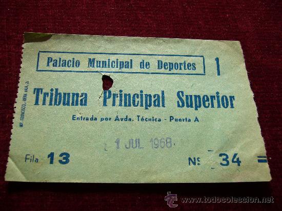 Collecting paper: Entrada Tribuna Principal Superior. A&ntilde;o 1968. Palacio Municipal de Deportes. Real Balllet Holandes.