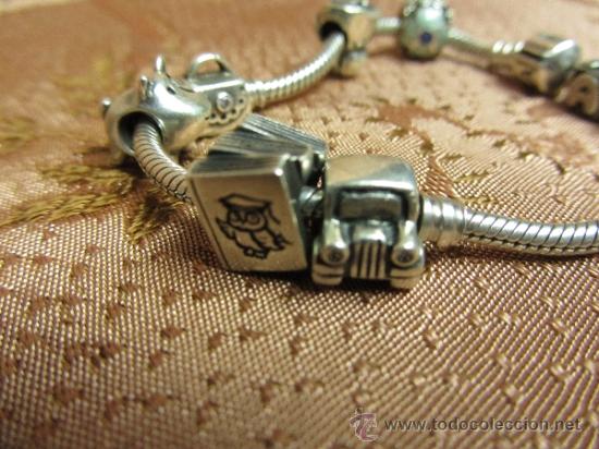 Coleccionismo: Pulsera PANDORA con 9 charms - Foto 7