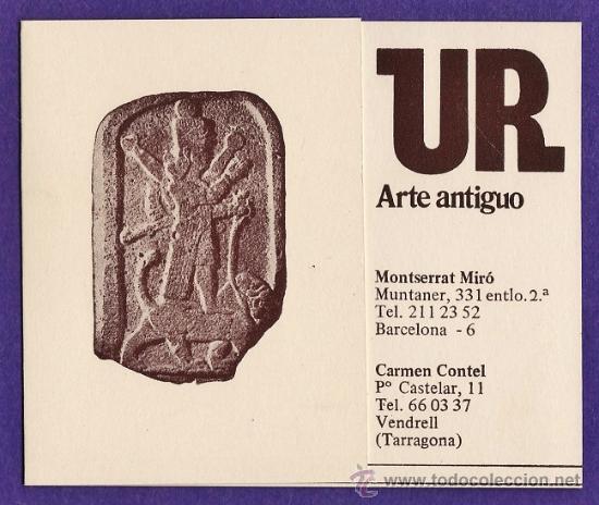 Coleccionismo: tarjeta comercial diptico matasello sala de arte ur -m.miro /c. contel -barcelona/ vendrell -a&ntilde;os 70