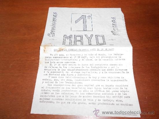 Collezionismo: 1&ordm; DE MAYO DE 1983, CONVOCATORIA DE MANIFESTACI&Oacute;N, C.C.O.O. SANTA CRUZ DE TENERIFE