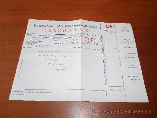 Coleccionismo: ANTIGUO IMPRESO DE TELEGRAMA DE LA EMPRESA NACIONAL DE TELECOMUNICACIONES ENTEL, 1968.