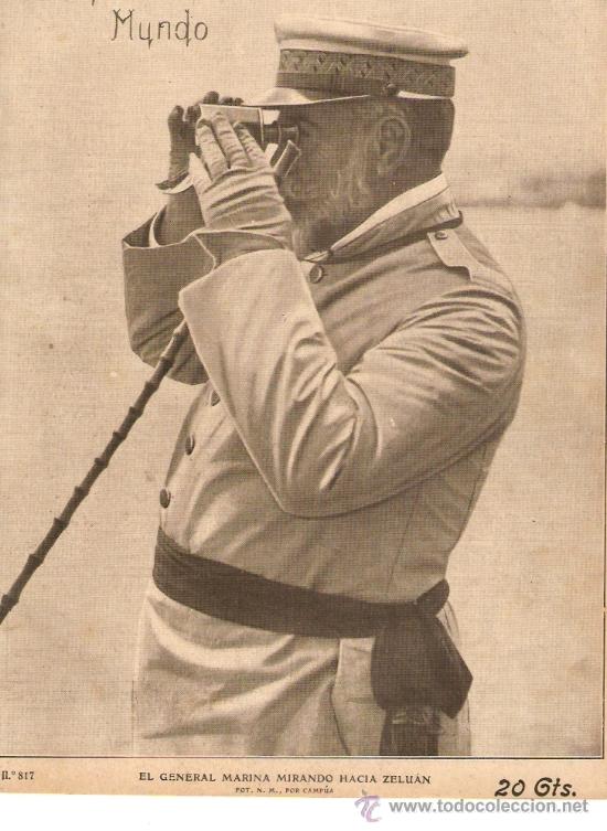 Collecting paper: RECORTE PRENSA.A&Ntilde;O 1909.GENERAL MARINA MIRANDO HACIA ZELUAN.FOTO CAMPUA.EJERCITO