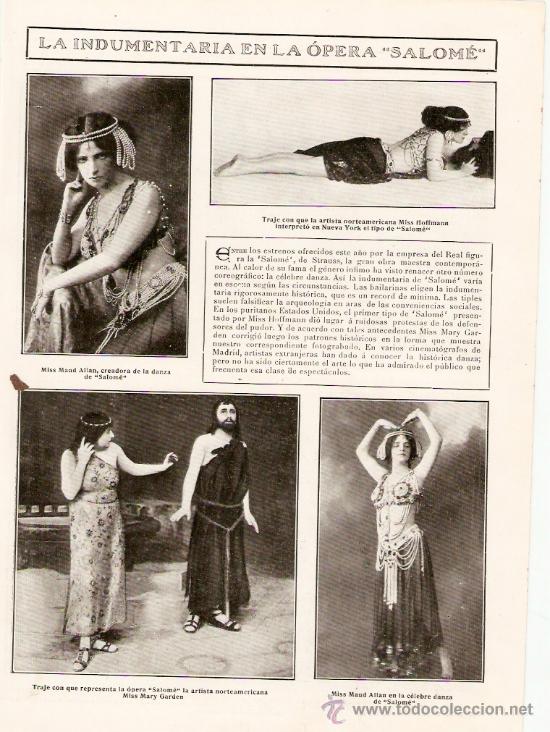 Colecionismo: RECORTE PRENSA A&Ntilde;O 1909 VESTUARIO OPERA SALOME