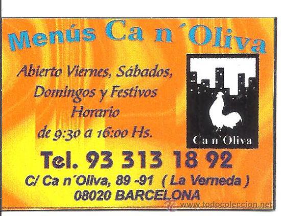 Collezionismo: Iman Nevera Menus Can Oliva