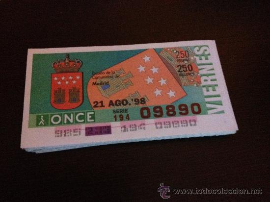 Collecting: Cup&oacute;n de la ONCE. 21 de Agosto de 1998. Capic&uacute;a. Dedicado a Madrid.