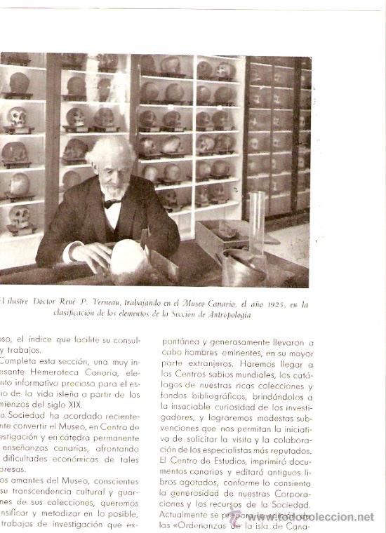 Colecionismo: HOJAS REPORTAJE A&Ntilde;OS 30.CANARIAS.EL MUSEO CANARIO.ANTROPOLOGIA.DOCTOR RENE P VERNEAU.ICTIOLOGIA.