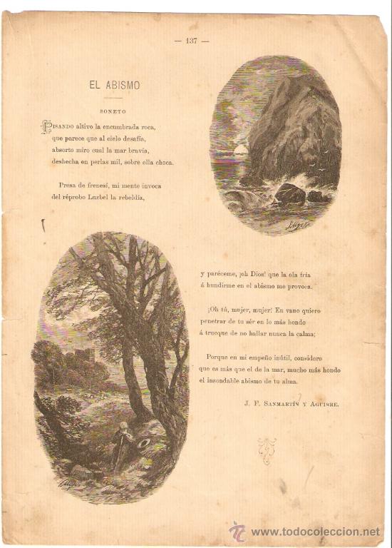 Collecting paper: RECORTE PRENSA POESIA FINALES 1800.MODERNISMO.J F SANMARTIN Y AGUIRRE.LITERATURA MODERNISTA