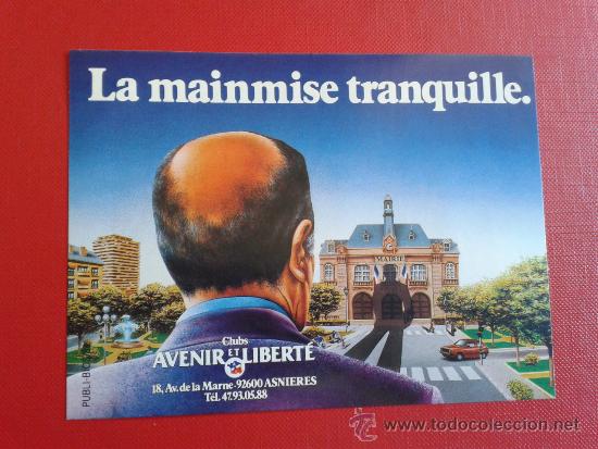 Collectionnisme: adhesivo clubs avenir et libert&eacute; conservadores franceses anti socialistas mitterrand finales 80's