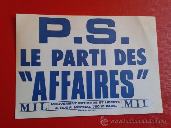 Coleccionismo: adhesivo derecha francesa anti izquierda socialistas MIL elecciones francesas inicios 90's