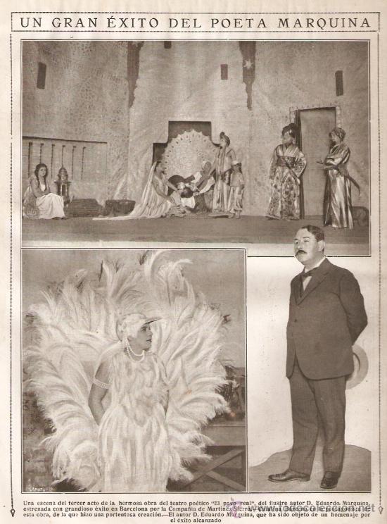 Collecting paper: HOJA REPORTAJE A&Ntilde;OS20.TEATRO.EL PAVO REAL.EDUARDO MARQUINA.CATALINA BARCENA COMPA&Ntilde;IA MARTINEZ SIERRA