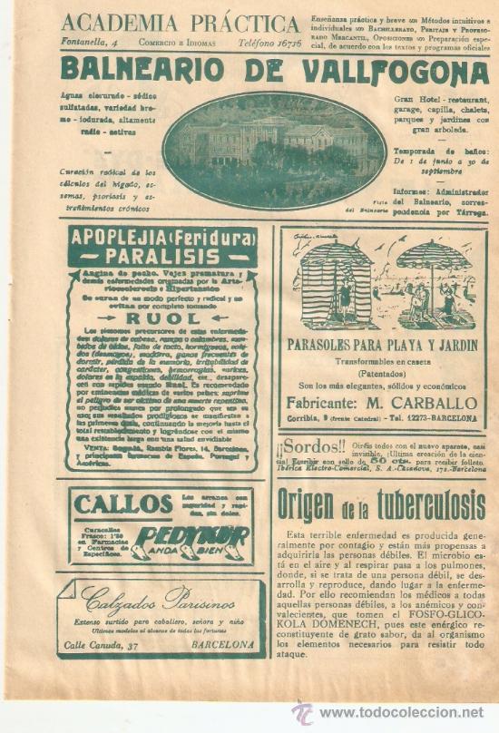 Sammelleidenschaft Papier: RECORTE PUBLICIDAD A&Ntilde;OS 20.BALNEARIO VALLFOGONA.RUOL.PARASOLES CARBALLO.NOGAT NEVA HOME-DYE ATLANTIC