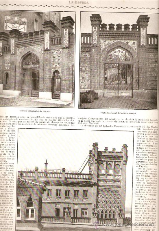 Collecting paper: HOJA REPORTAJE A&Ntilde;O 1915.FABRICA PERFUMERIA GAL.ARQUITECTURA CIVIL MODERNISTA.CELESTINO MADURELL.GAL