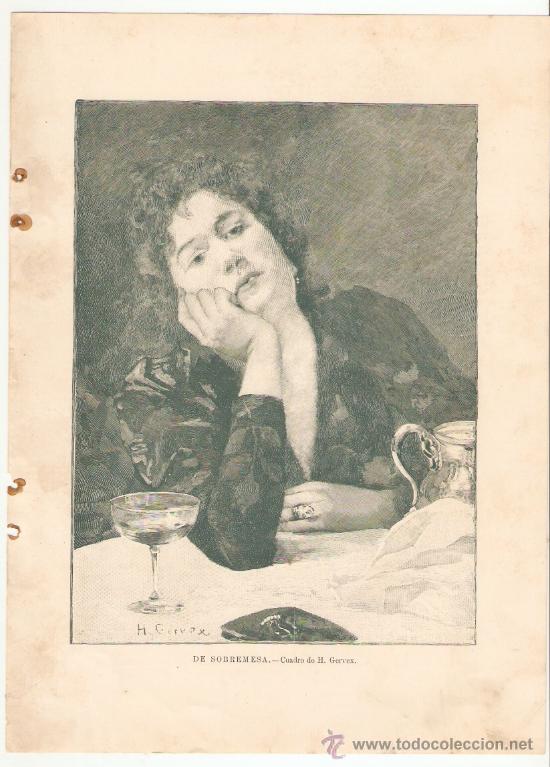 Coleccionismo: A&Ntilde;OS FINALES 1880-1890.LAMINA.GRABADO H GERVEX.DE SOBREMESA.DIBUJO.PINTURA.