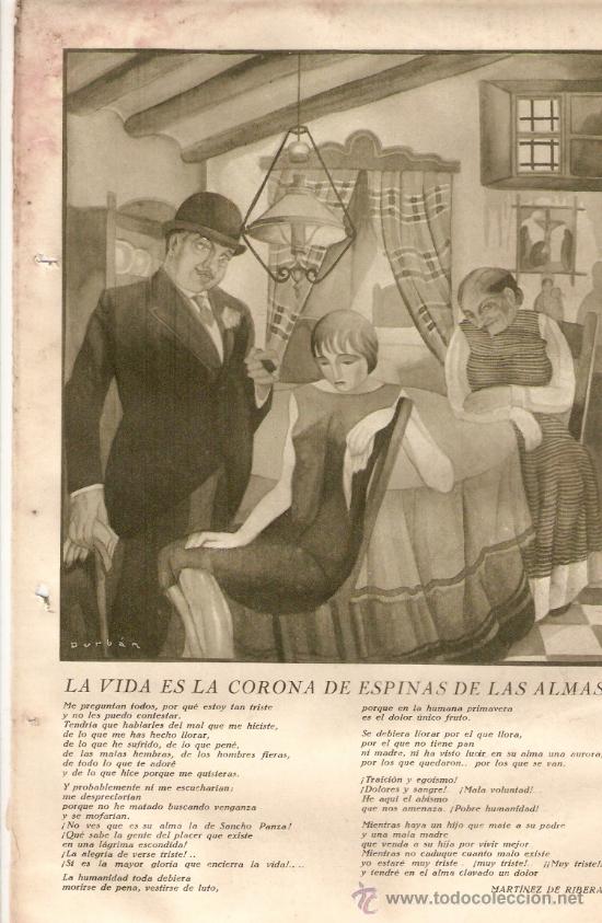 Coleccionismo: RECORTE PRENSA A&Ntilde;O 1928 POESIA MARTINEZ DE RIBERA ILUSTRACION DURBAN PINTURA POEMA
