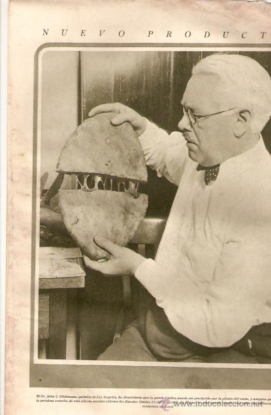 Collecting paper: RECORTE PRENSA A&Ntilde;O 1928 JOHN WICHMANN GOMA ELASTICA DESCUBRIMIENTO NUEVOS PRODUCTOS